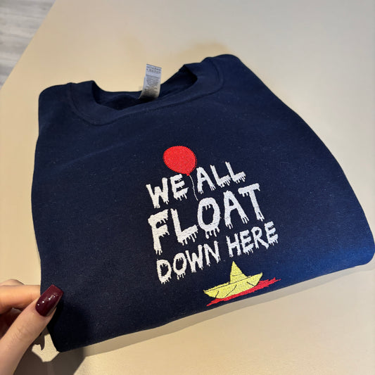 SMALL NAVY WE ALL FLOAT EMBROIDERED SWEATSHIRT *SAMPLE*