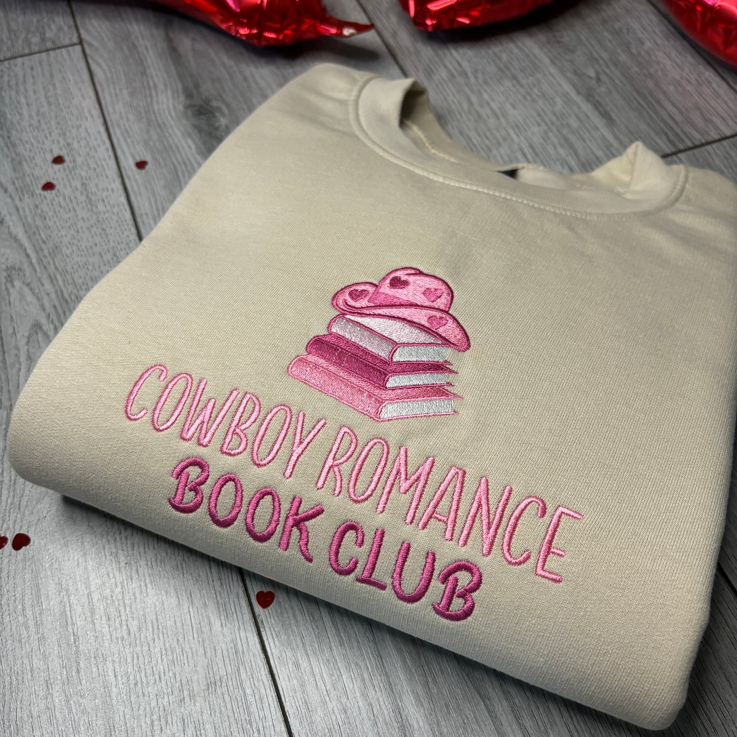 COWBOY ROMANCE BOOK CLUB EMBROIDERED SWEATSHIRT