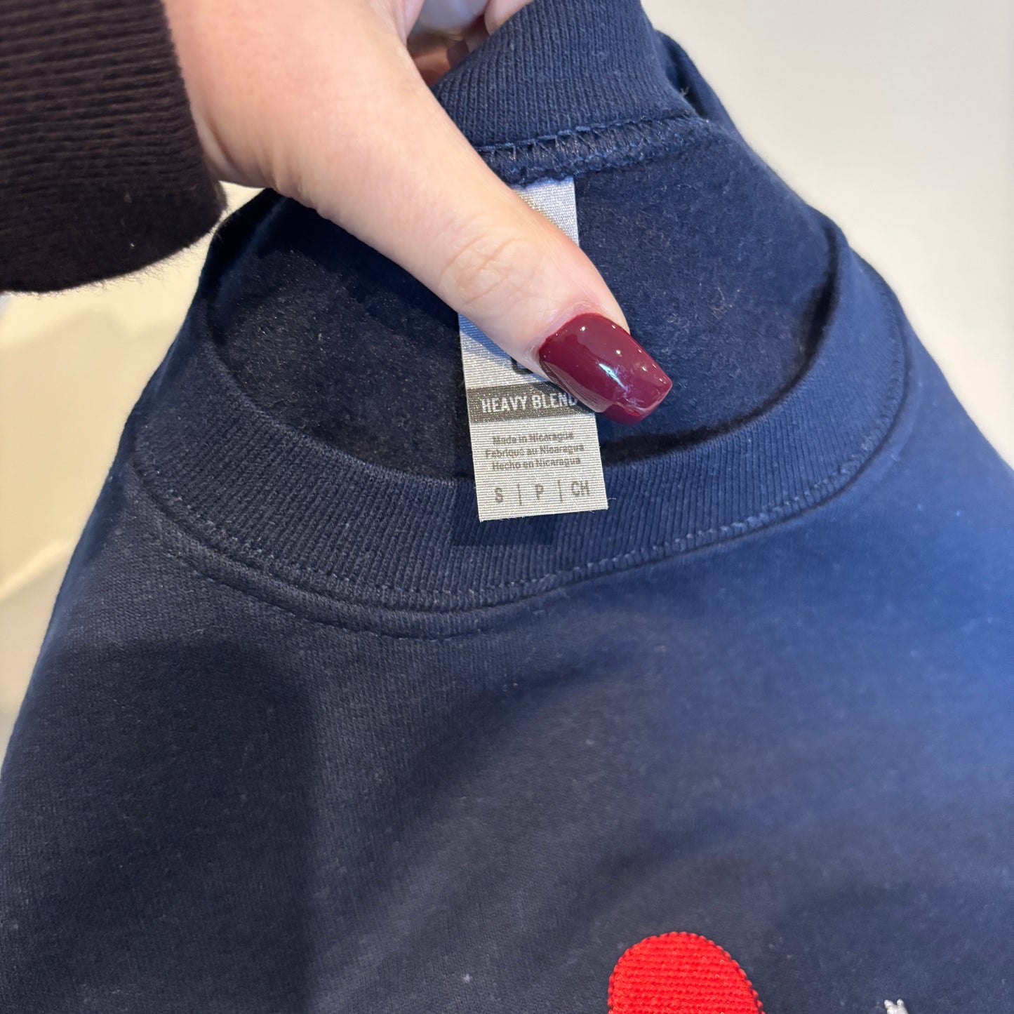 SMALL NAVY WE ALL FLOAT EMBROIDERED SWEATSHIRT *SAMPLE*