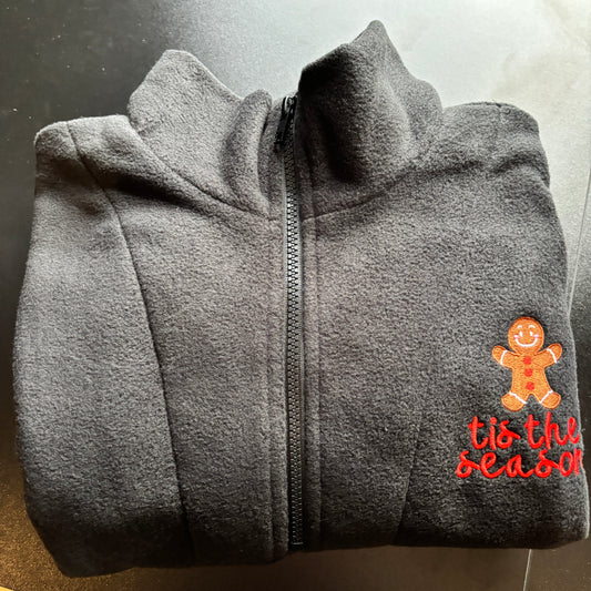 LARGE BLACK TIS THE SEASON EMBROIDERED FLEECE *SAMPLE*