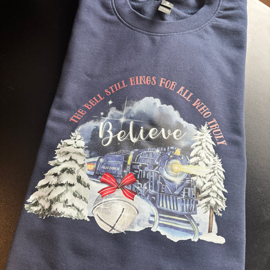 LARGE NAVY POLAR EXPRESS PRINTED SWEATSHIRT *SAMPLE*