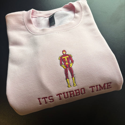 XL PINK TURBO TIME EMBROIDERED SWEATSHIRT *SECONDS*