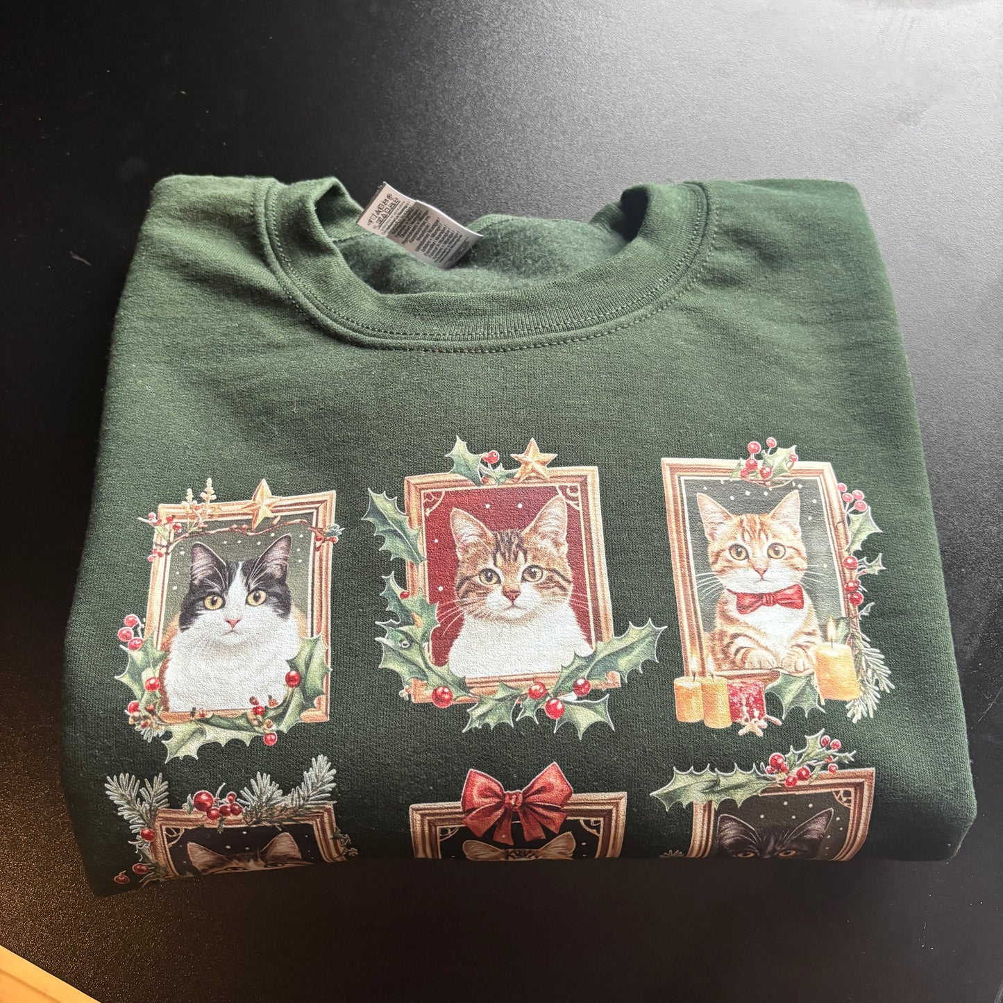 LARGE GREEN CRAZY CAT LADY PRINTED SWEATSHIRT *SAMPLE*