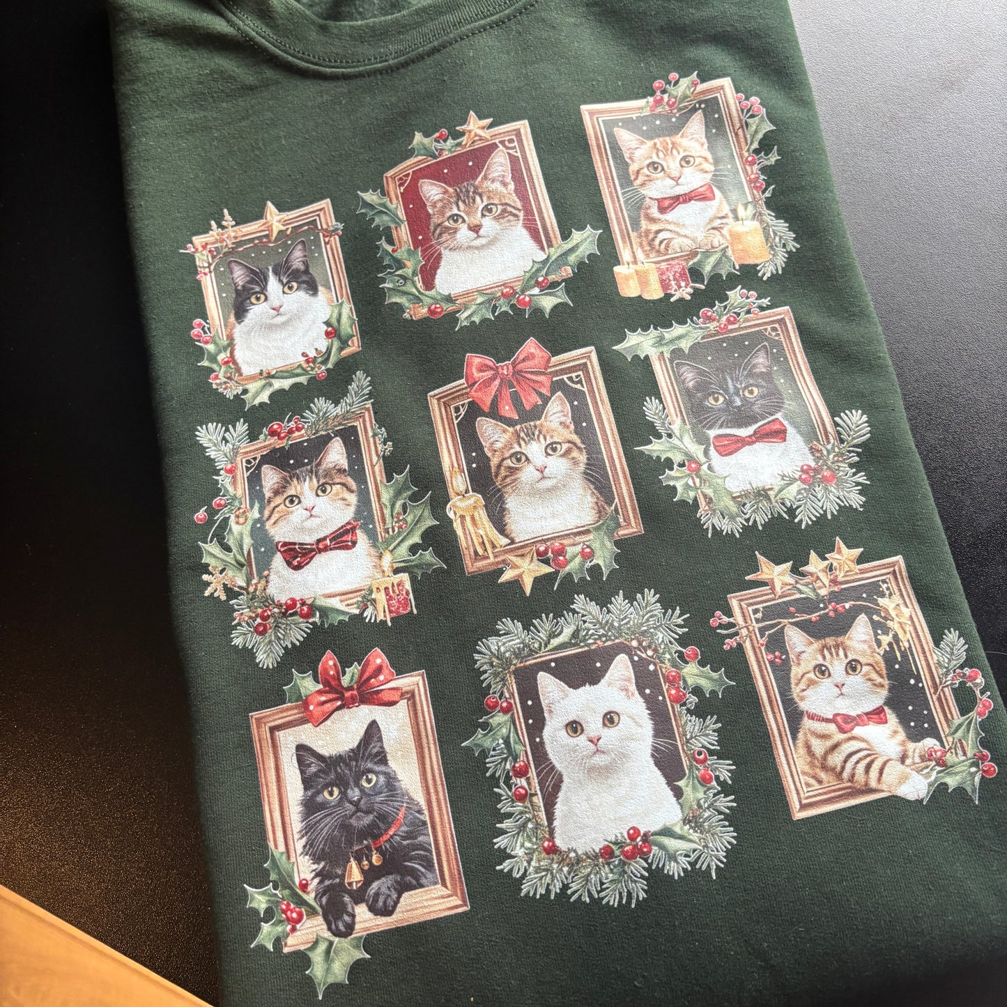 LARGE GREEN CRAZY CAT LADY PRINTED SWEATSHIRT *SAMPLE*