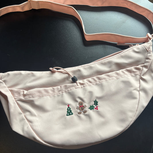 CHRISTMAS PINK EMBROIDERED CROSSBODY BAG *SAMPLE*