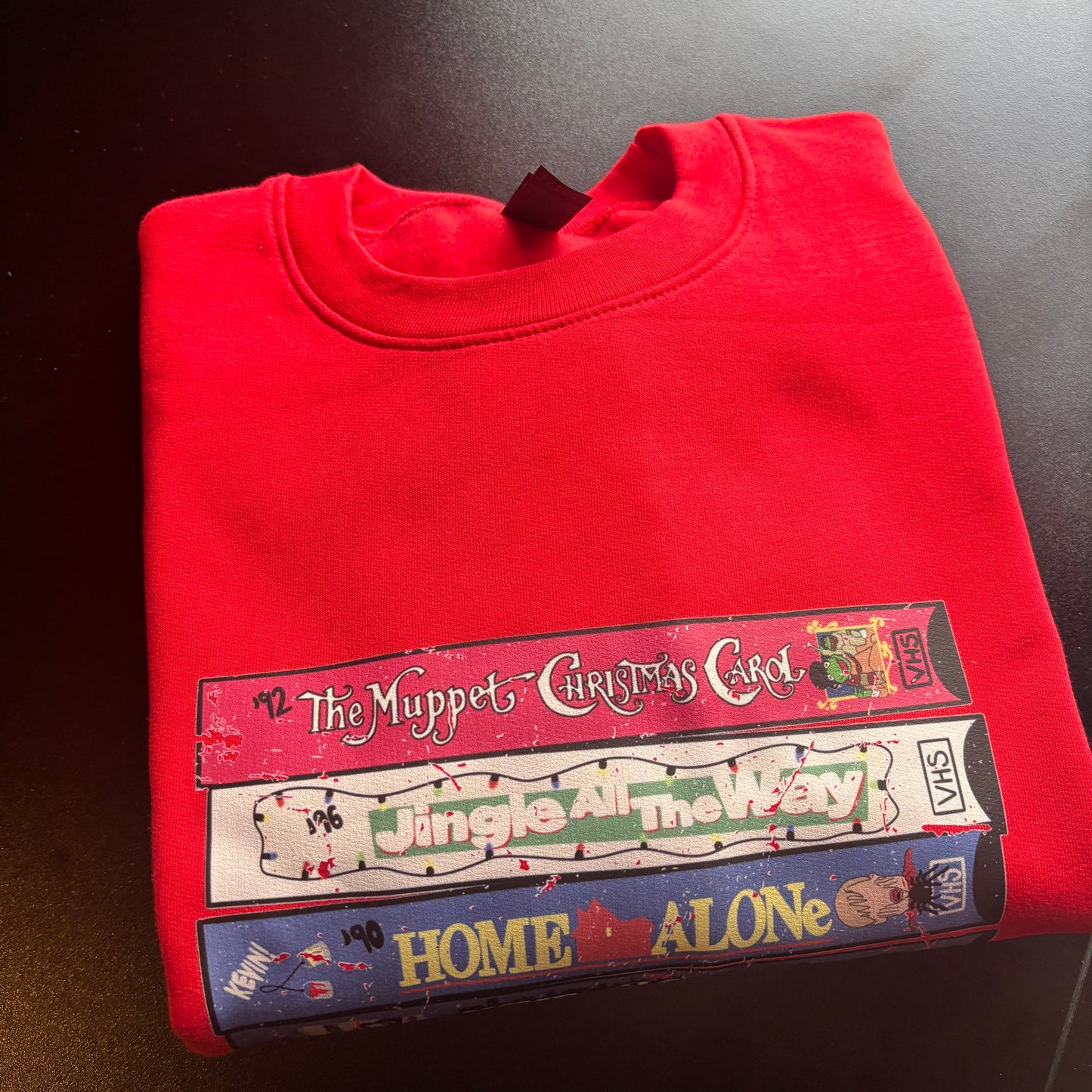 LARGE RED XMAS VHS SWEATSHIRT *SAMPLE*