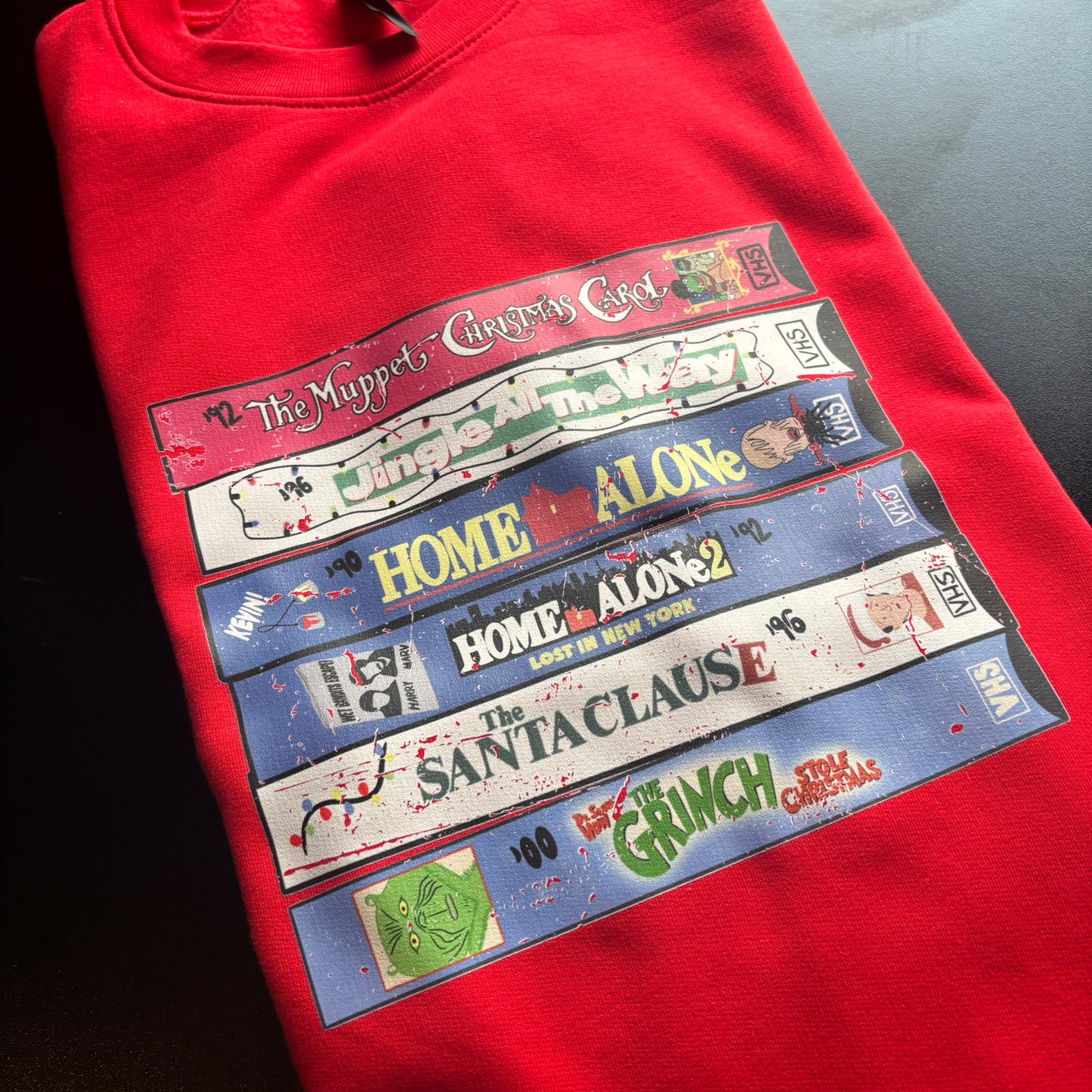 LARGE RED XMAS VHS SWEATSHIRT *SAMPLE*