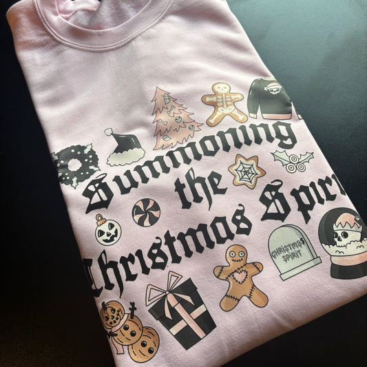 LARGE PINK SUMMONING XMAS SPIRIT PRINTED SWEATSHIRT *SAMPLE*