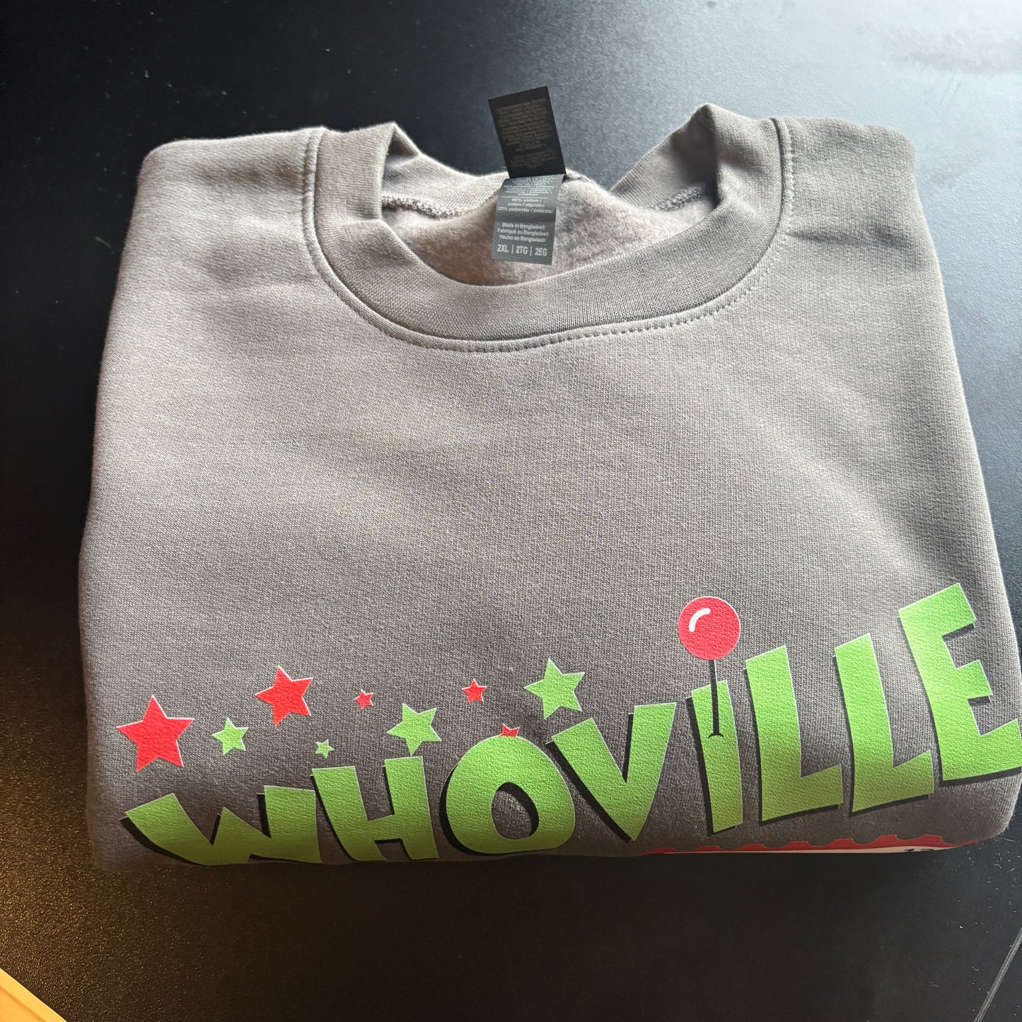 XXL CHARCOAL WHOVILLE VACATION PRINTED SWEATSHIRT *SAMPLE*
