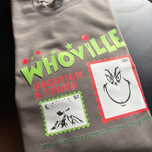 XXL CHARCOAL WHOVILLE VACATION PRINTED SWEATSHIRT *SAMPLE*