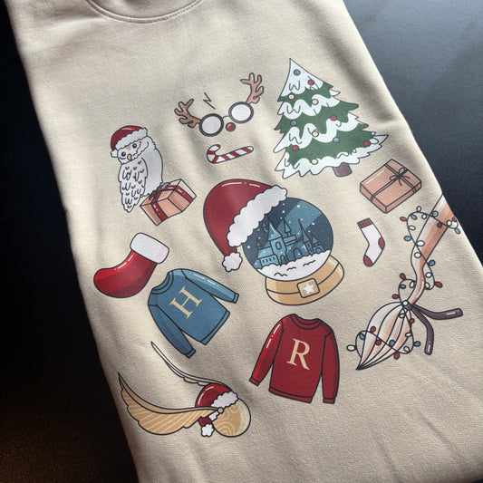 XL BEIGE HP ICONS PRINTED SWEATSHIRT *SAMPLE*