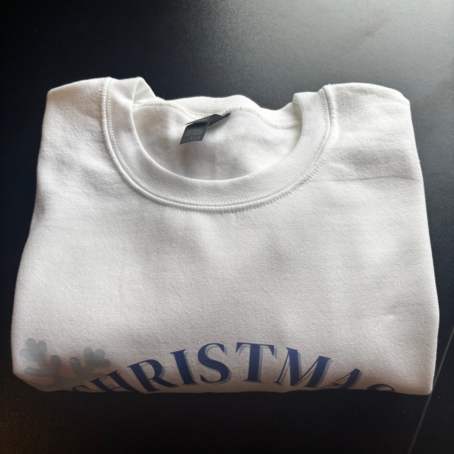 LARGE WHITE STARS HOLLOW XMAS PRINTED SWEATSHIRT *SAMPLE*