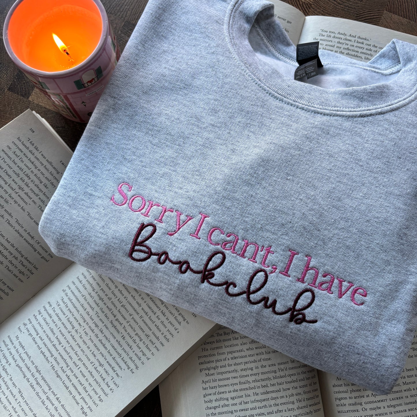 SORRY I CAN'T, I HAVE BOOK CLUB EMBROIDERED SWEATSHIRT 📚