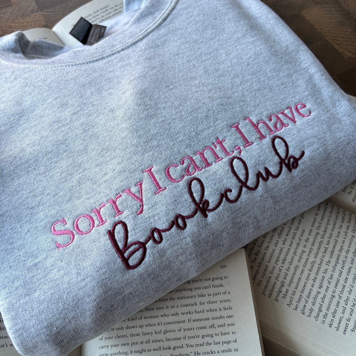 SORRY I CAN'T, I HAVE BOOK CLUB EMBROIDERED SWEATSHIRT 📚